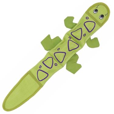 Imagem de Brinquedo Reforçado Fire Biterz Lizard Para Cães Grande Pelúcia Lagarto Firehose Interativo - Outward Hound - Verde