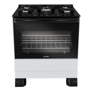 Imagem de Fogão a Gás 5 Bocas Mueller, Bivolt, Mesa de Vidro MFV5BF