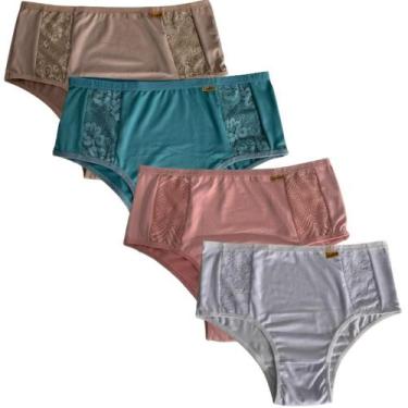 Imagem de Kit 4 Calcinha Calçola Conforto Com Renda Senhora Tangão Cintura Alta 