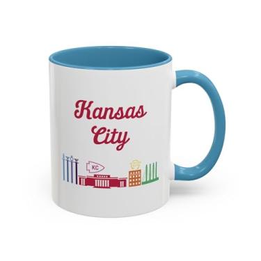 Imagem de Caneca de café Kansas Accent (11, 425 g) - Copo de lembrança vintage do estado, presente de lembrança do mapa do Kansas, xícara de chá do viajante do meio-oeste, Kansas
