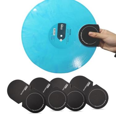 Imagem de MayRecords Luva de limpeza de discos de vinil - 4 peças limpador e protetor de discos de vinil material de microfibra macia antiestática acessórios para toca-discos de mordomo (preto)