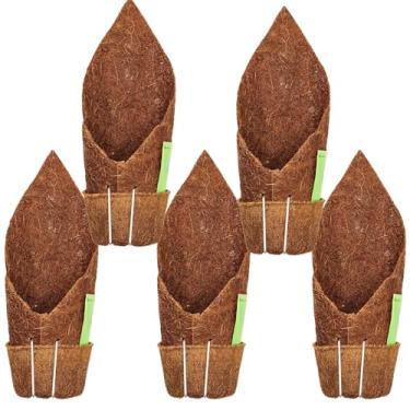 Imagem de Kit 5 Vaso Suspenso Fibra de Coco Kopin Coquim com Suporte Para Pendurar Orquídeas, Samambaias, Bromélias e Outras Plantas