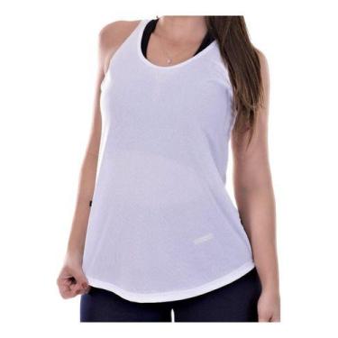 Imagem de Camisa Regata Feminina Fitness Academia Caminhada - Viaello, P, Branco