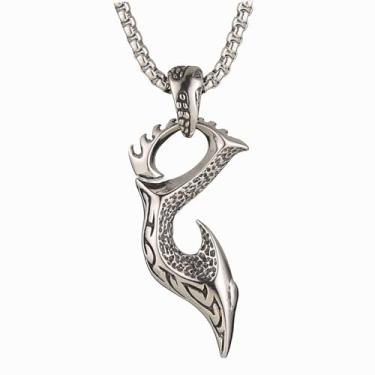 Imagem de Colar com pingente masculino versão coreana gótico punk hip-hop rock, aço inoxidável 316L, corrente quadrada de pérola de aço inoxidável prata, joia vintage, Standard, Aço inoxidável, Sem Pedra