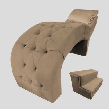 Imagem de Maca De Maquiagem E Estética + Escada e Almofada Lisa Capuccino