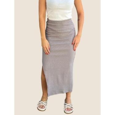 Imagem de Saia Midi Fenda Lateral Colcci Jeans Cor:;Tamanho:P-Feminino