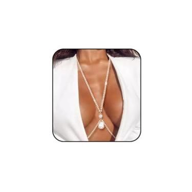 Imagem de Tgirls Corrente corporal de strass joia corporal de cristal sexy biquíni correntes corporais de cintura sutiã brilhante corrente corporal para mulheres e meninas, Free Size, Liga, Cristal