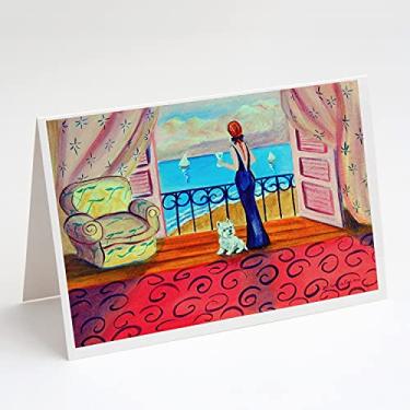 Imagem de Caroline's Treasures 7125GCA7P Westie with Mom and a View Cartões comemorativos e envelopes, pacote com 8, 7 x 5, multicolorido