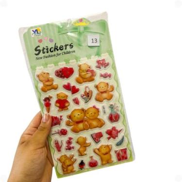 Imagem de Cartela de Adesivos 3D - Animais Comidas Dinossauro Unicornio Astronau