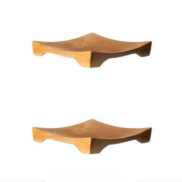 Imagem de Rainforest Bowls Conjunto de 2 pratos javaneses empilháveis de chuzara quadrados de 25,4 cm - perfeitos para uso diário - pratos de madeira premium duráveis e quentes - feitos à mão por artesãos