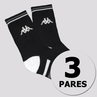 Imagem de Kit Meia Kappa 3 Pares Comfort Cano Médio Preta, Único
