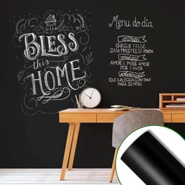 Imagem de Papel de Parede Adesivo Vinil Lousa Chalkboard Escrever Giz Quarto Infantil Lavável (Preto Fosco, 2m x 50cm)