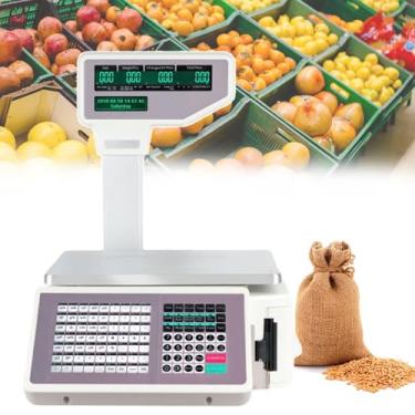 Imagem de CHONGHAN BalançA De PreçO Digital Comercial, BalançA EletrôNica De Caixa Registradora De Frutas Com Impressora De Etiquetas, Capacidade De 30 Kg Para Supermercado