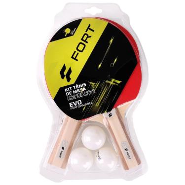 Imagem de Kit Tênis de Mesa Evo 2 Raquetes 3 Bolas 1 Rede Com Suporte-Unissex