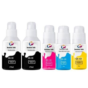 Imagem de Kit 5 Refil Tintas GI10 Compativel para Canon G6010, G7010, GM2010, GM