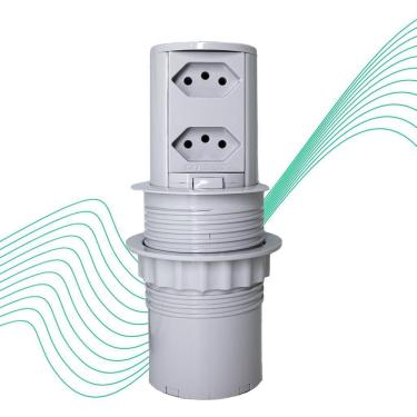 Imagem de Mini Torre De Tomada Manual Cinza 2 Tomadas 10A Totem 2220W