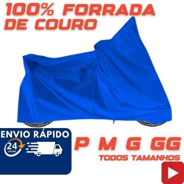 Imagem de Capa Couro Moto Forrada Impermeável Azul Pop Biz Cg Pcx