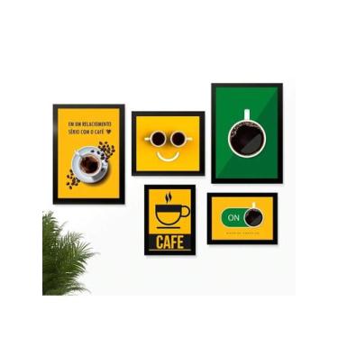 Imagem de Kit 5 Quadros Cantinho do Café Placas Decorativas Cozinha Morning - Pr