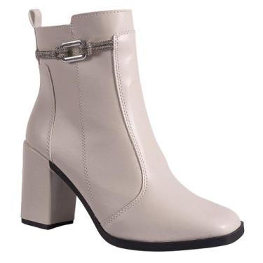 Imagem de Bota Feminina Salto Bloco Grosso Cano Curto Coturno Brilho - LAZZLU, O