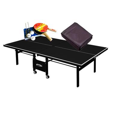 Imagem de Mesa de ping pong mdf 18mm 1084 preta klopf + kit completo 5030 + Capa Impermeável