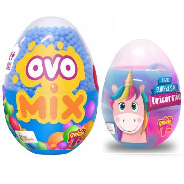 Imagem de Ovo Slime Mix + Unicórnio Com surpresas kit Gelelé Azul