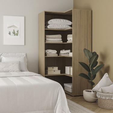 Imagem de Guarda-roupa Modular Canto Reto 180cm Frame Cabecasa Madeiramadeira Acácia
