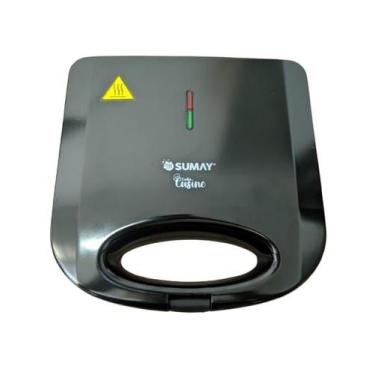 Imagem de Sanduicheira Grill Elétrica Antiaderente Sumay Preto 220v, 220V