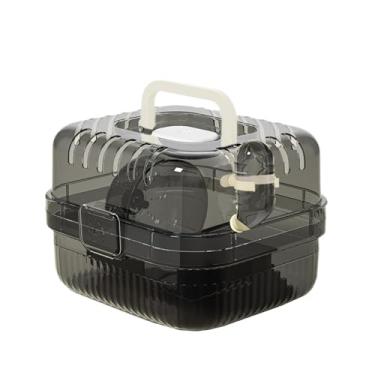 Imagem de WeiLaiKeQi CAGA de HAMSTER Caixa de transporte com alça Clear respirável portátil gaiola de estimação portátil com garrafa de água para ratos ratos de esquilo, Preto