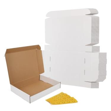 Imagem de RLAVBL Pacote Com 30 Caixas De Remessa 12X9X2, Caixa Papelão Ondulado Branca Para Embalagem Correspondências Pequenas Empresas