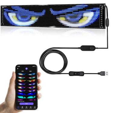 Imagem de Olhos de diabo programáveis para carros, placa de LED para carro, controle de aplicativo Bluetooth, edição de texto, padrões, animações