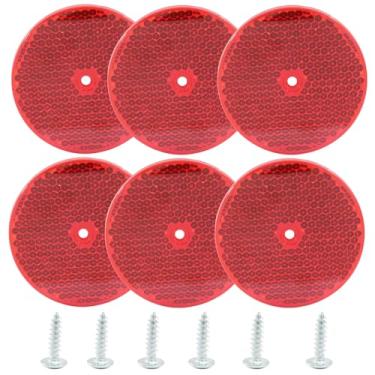 Imagem de Moicstiy Pacote com 6 refletores redondos vermelhos, refletores frontais com parafuso de montagem, refletores de segurança para garagem, trailer, postes