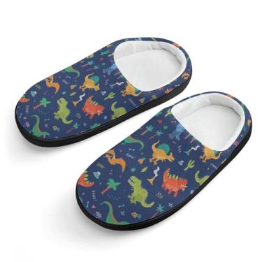 Imagem de Cbvxjkl Chinelos personalizados unissex personalizados com texto de foto para crianças confortáveis sapatos de chuveiro para banheiro, Estampa de dinossauro., 9 Big Kid