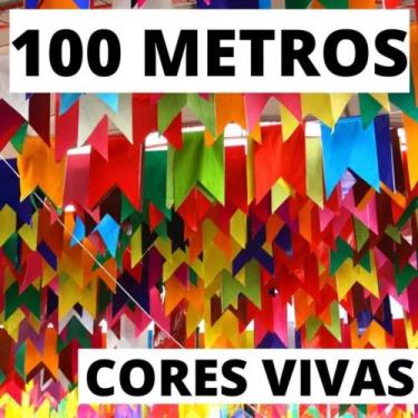 Imagem de 100 Metros Bandeirinha Bandeira Festa Junina Arraiá COLORIDAS 100M Plá