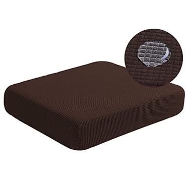 Imagem de NC HOME Capas de almofada de sofá impermeáveis, tecido jacquard altamente elástico, protetor de móveis para sala de estar, capa lavável para assento de sofá, 1 assento (almofada de cadeira, chocolate)