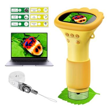Imagem de WINWEND Microscópio de bolso infantil – Microscópio portátil 1000X para crianças | Mini microscópios de foto e vídeo | Microscópios digitais de 5 cm para pequenos cientistas para crianças de 3 a 10