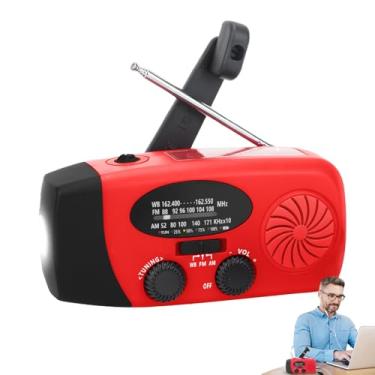 Imagem de Rádio Meteorológico Com Manivela - Rádio de Sobrevivência | Lanterna de Leitura, Entrada Para Auscultadores e Painel Solar Para Emergências em Viagens, Tornados, Terremotos e Desastres Domésticos