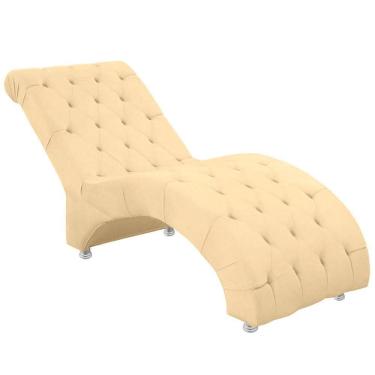 Imagem de Espreguiçadeira Recamier Divã Para Sala E Clínica Veludo Cor Bege