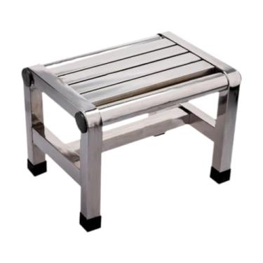 Imagem de YWJLQH Banco de chuveiro, banco de chuveiro, estável, antiderrapante, de aço inoxidável, com apoio para os pés, para quarto, apartamento, crianças, homens, 28.5 Cm X 20.7 Cm X 20.5 Cm