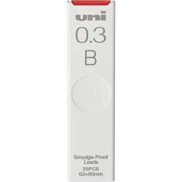 Imagem de Refil de grafite uni à prova de manchas para lapiseira | 0,3 mm | B | 25 peças