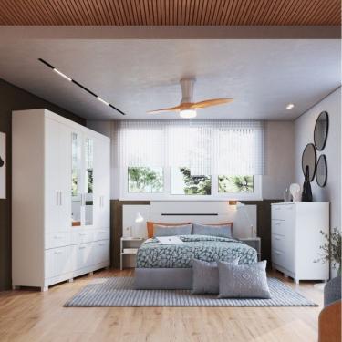 Imagem de Quarto De Casal 3 Peças 1 Guarda Roupa 1 Cômoda 1 Cabeceira Fabi Espresso Móveis Branco