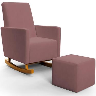 Imagem de Poltrona De Amamentação Com Balanço E Puff Ravena W01 Suede Rosê - Lyam Decor