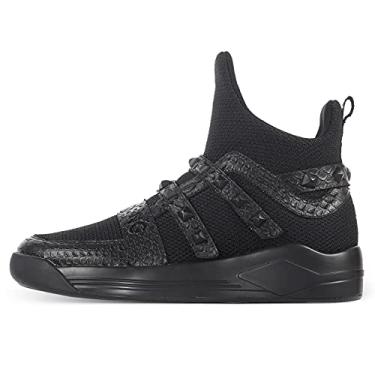 Imagem de Soulsfeng Tênis de corrida masculino de cano alto, leve, respirável, de malha, Rebite preto, 39