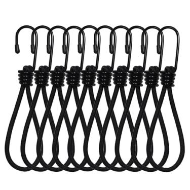 Imagem de Conjunto de cordas elásticas com ganchos para serviço pesado da Garloy, 10 peças de laços de dossel de borracha durável de 20 cm, ideal para lonas, barracas, suportes de arame e outros acessórios de a