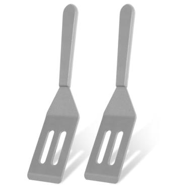 Imagem de Ecerangus Pacote Com 2 Mini Espátulas De Silicone Para Servir Brownie, Espátula Pequena Antiaderente, Fenda Resistente Ao Calor Virar Ovos Na Frigideira E Massa (Cinza)