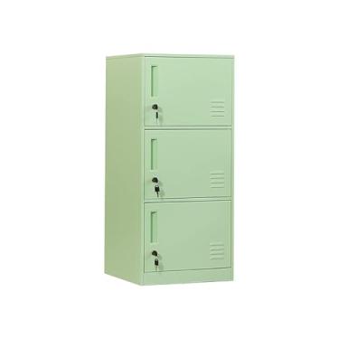 Imagem de DAYTOYS Armário De Armazenamento Vertical Metal Com 3 Portas Para Quarto Infantil, Sala Aula, Escritório, Casa, Aço Empilhável Brinquedos, Equipamentos Esportivos, Dispositivo Anti-Inclinação. (3D,