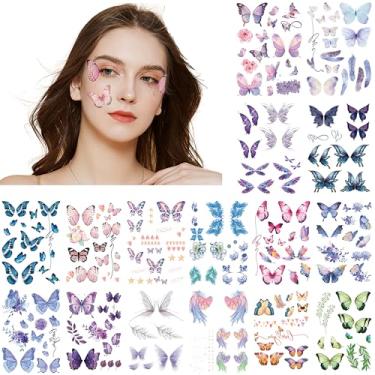 Imagem de CartaChic 16 Folhas De Tatuagens Temporárias Falsas Borboletas Com Glitter Para Adultos, Mulheres, Meninas E Crianças - Incluindo Designs Rosto Maquiagem Fada Festas, Festivais, Praia Piscina (Mais