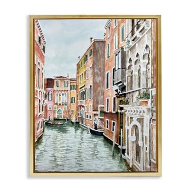 Imagem de Stupell Industries Cindy Jacobs, 25 x 31 cm, tela flutuante, moldura dourada, canal de arquitetura da cidade