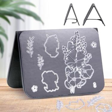 Imagem de Yoseng Crafter's Magnetic Craft Die Stand Craft Die Platform com capa de couro, folhas magnéticas para armazenamento cortado