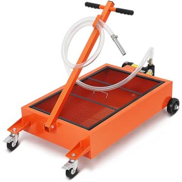 Imagem de Panela de drenagem de óleo residual com bomba de 110 V, panela elétrica de troca de ralo de óleo de perfil baixo de 20 galões com mangueira de 2 pés e alça dobrável, carrinho de drenagem de óleo para