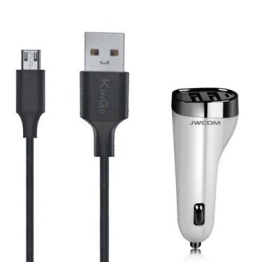 Imagem de Carregador Veicular 2 Metros para Motorola Moto E5 Play -Kit - JWCOM